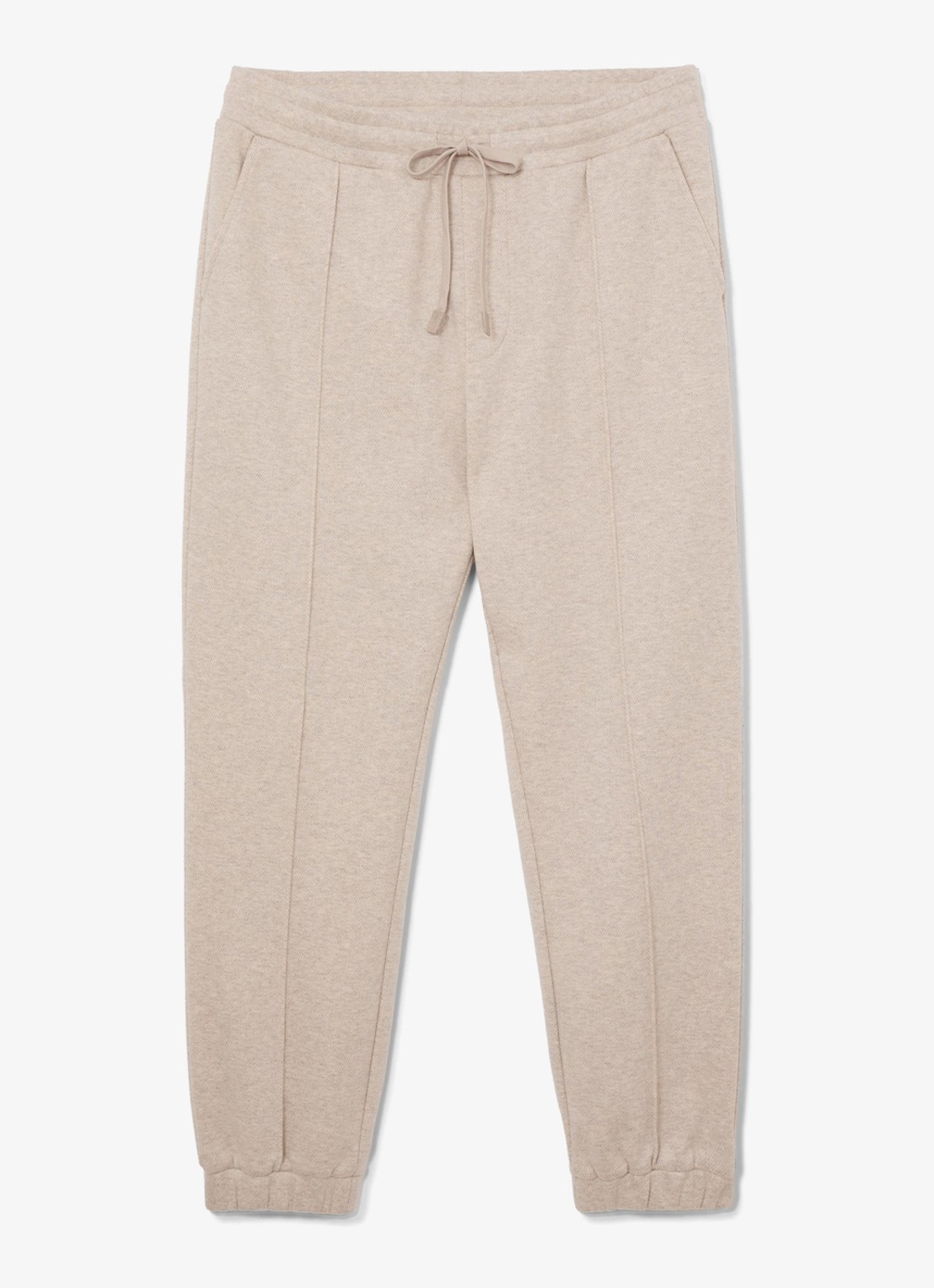 Reiss Gray tapered fit joggingbroek in wolblend met steekzakken en trekkoord - voorkant 5 beige