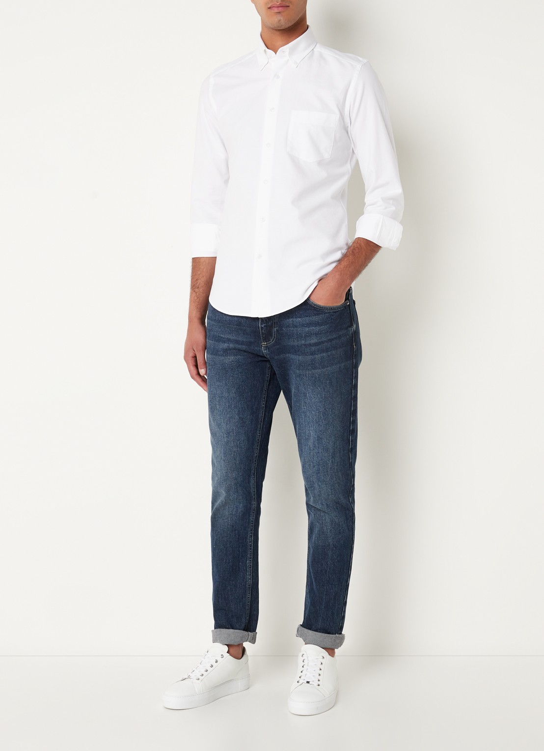 Reiss Greenwich slim fit overhemd met borstzak - voorkant 3 wit
