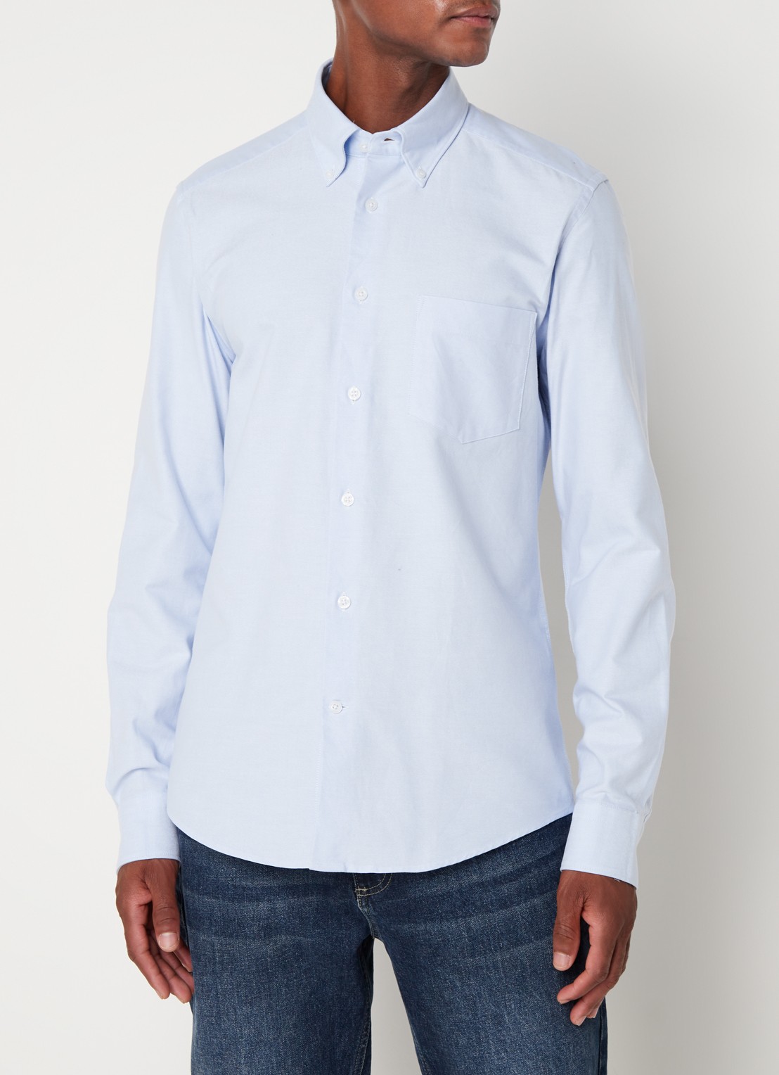 Reiss Greenwich slim fit overhemd met borstzak - detail lichtblauw