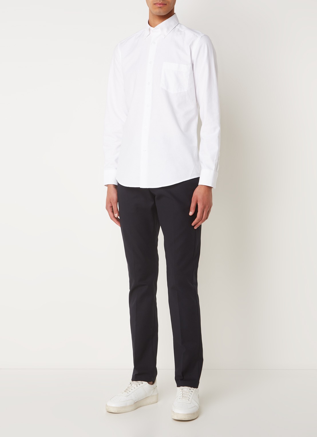 Reiss Greenwich slim fit overhemd met borstzak - voorkant 4 wit