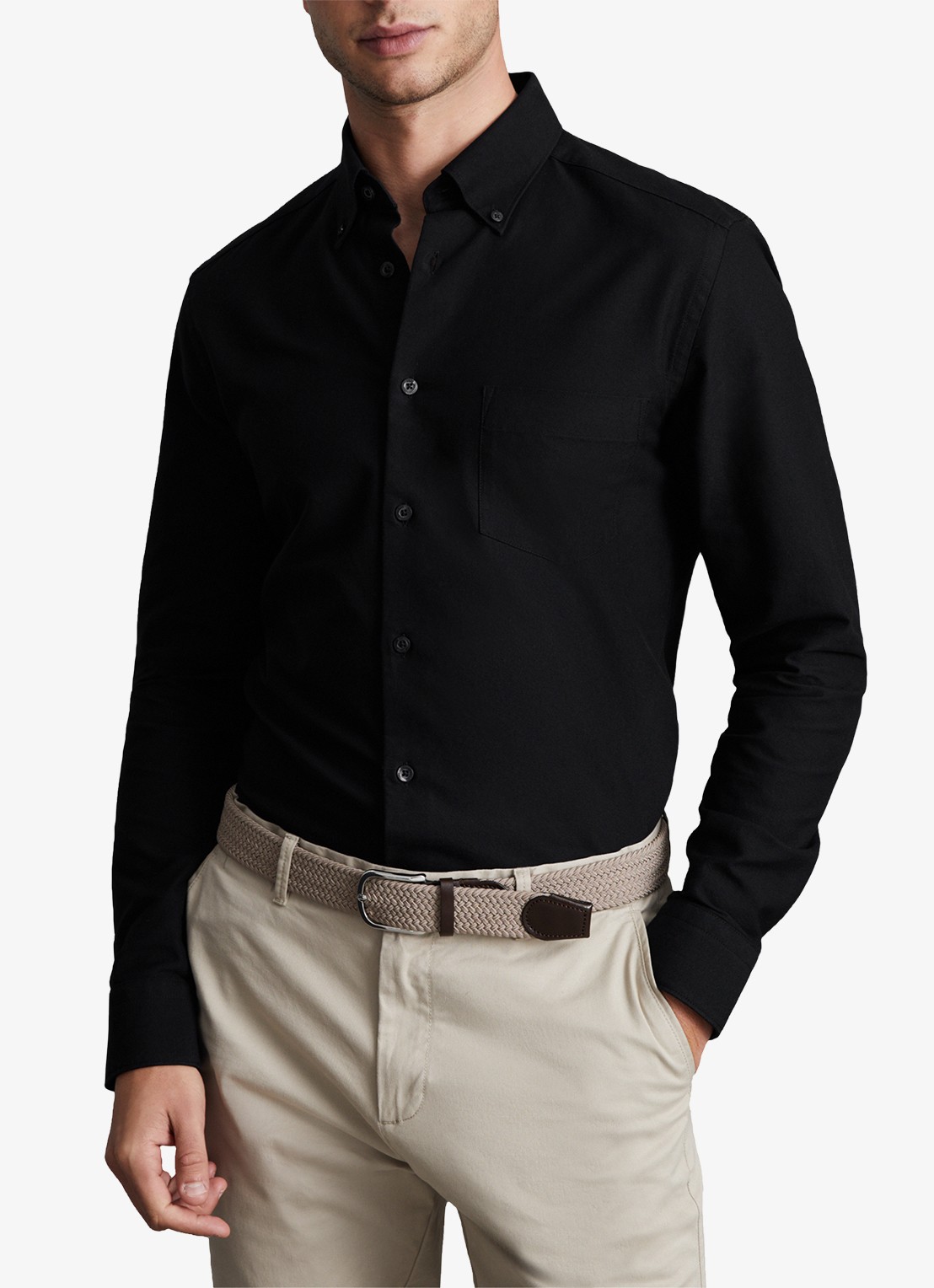 Reiss Greenwich slim fit overhemd met borstzak - detail 4 black / zwart