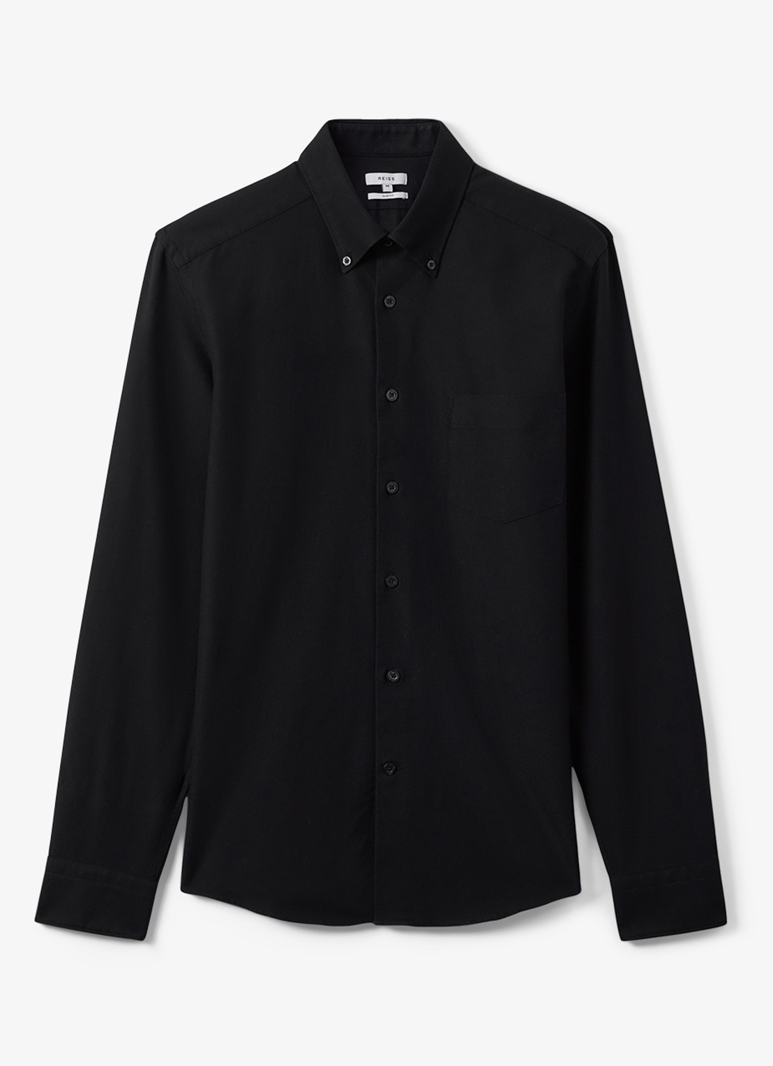 Reiss Greenwich slim fit overhemd met borstzak - voorkant 2 black / zwart