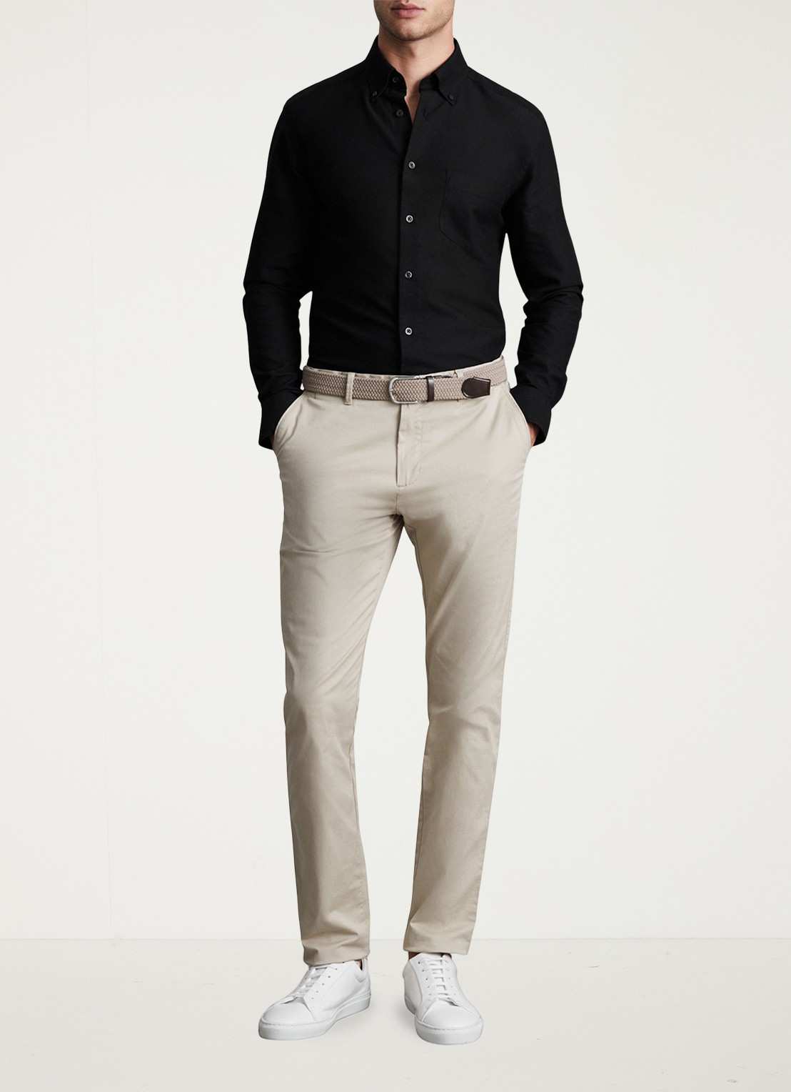 Reiss Greenwich slim fit overhemd met borstzak - voorkant 3 black / zwart