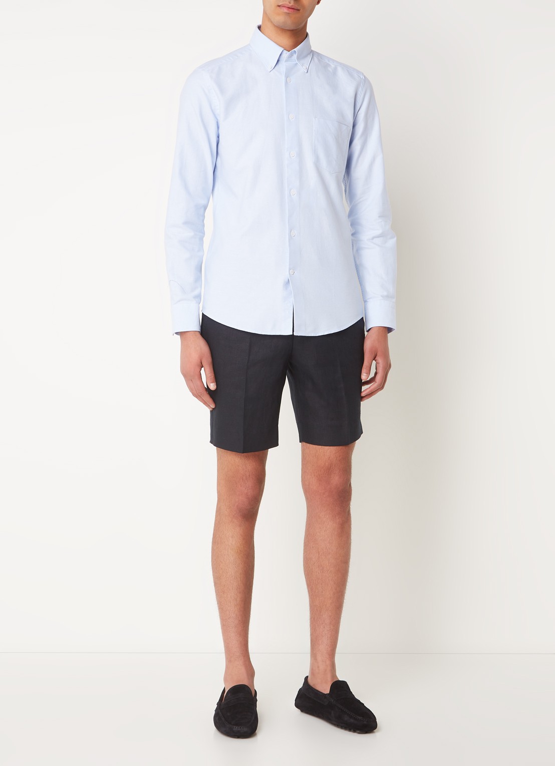 Reiss Greenwich slim fit overhemd met borstzak - voorkant 2 lichtblauw