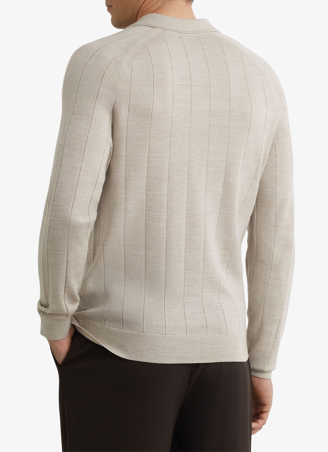 Reiss Greyson pullover in merino wolblend - achterkant 2 beige