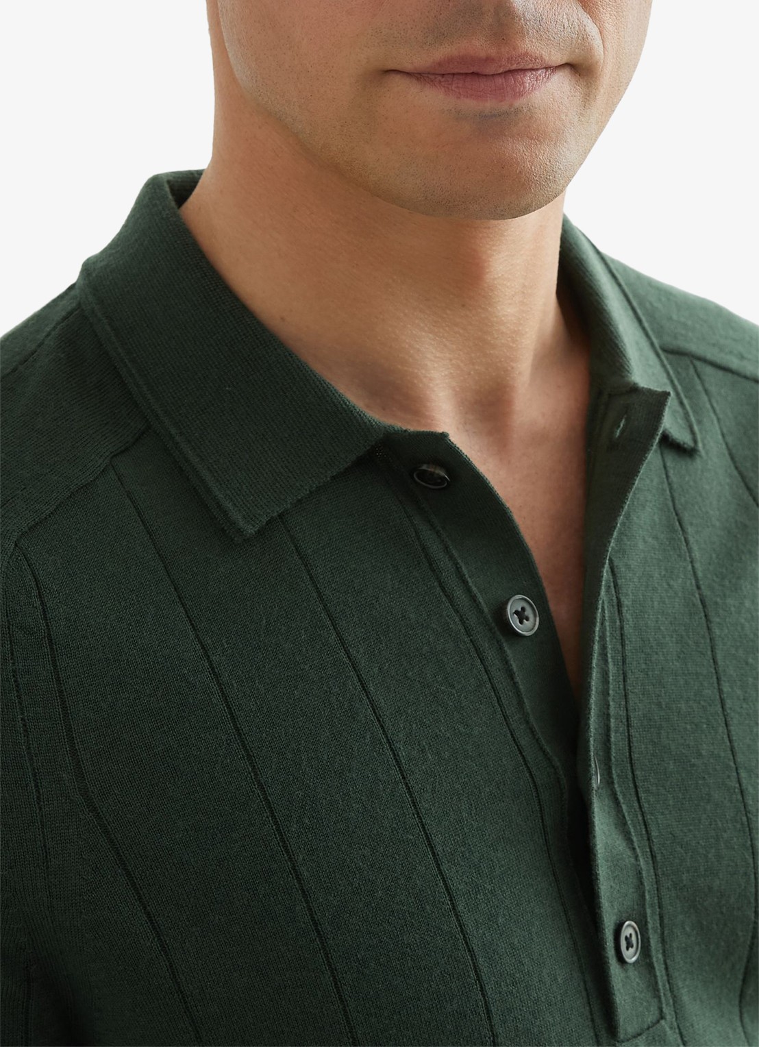 Reiss Greyson pullover in merino wolblend - detail 3 donkergroen