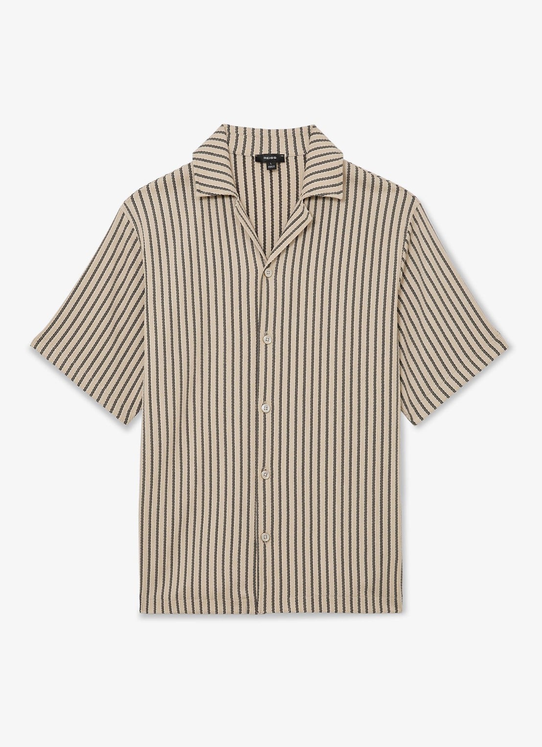 Reiss Griff regular fit overhemd met streepprint - voorkant donkergrijs