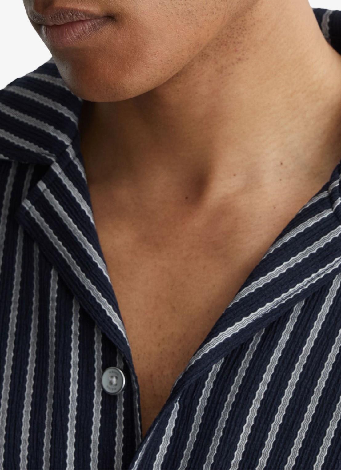 Reiss Griff regular fit overhemd met streepprint - detail 6 donkerblauw
