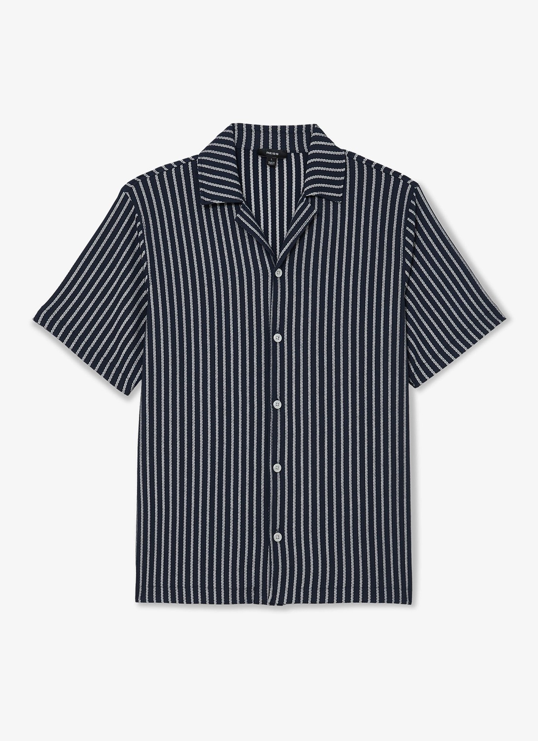 Reiss Griff regular fit overhemd met streepprint - voorkant 2 donkerblauw
