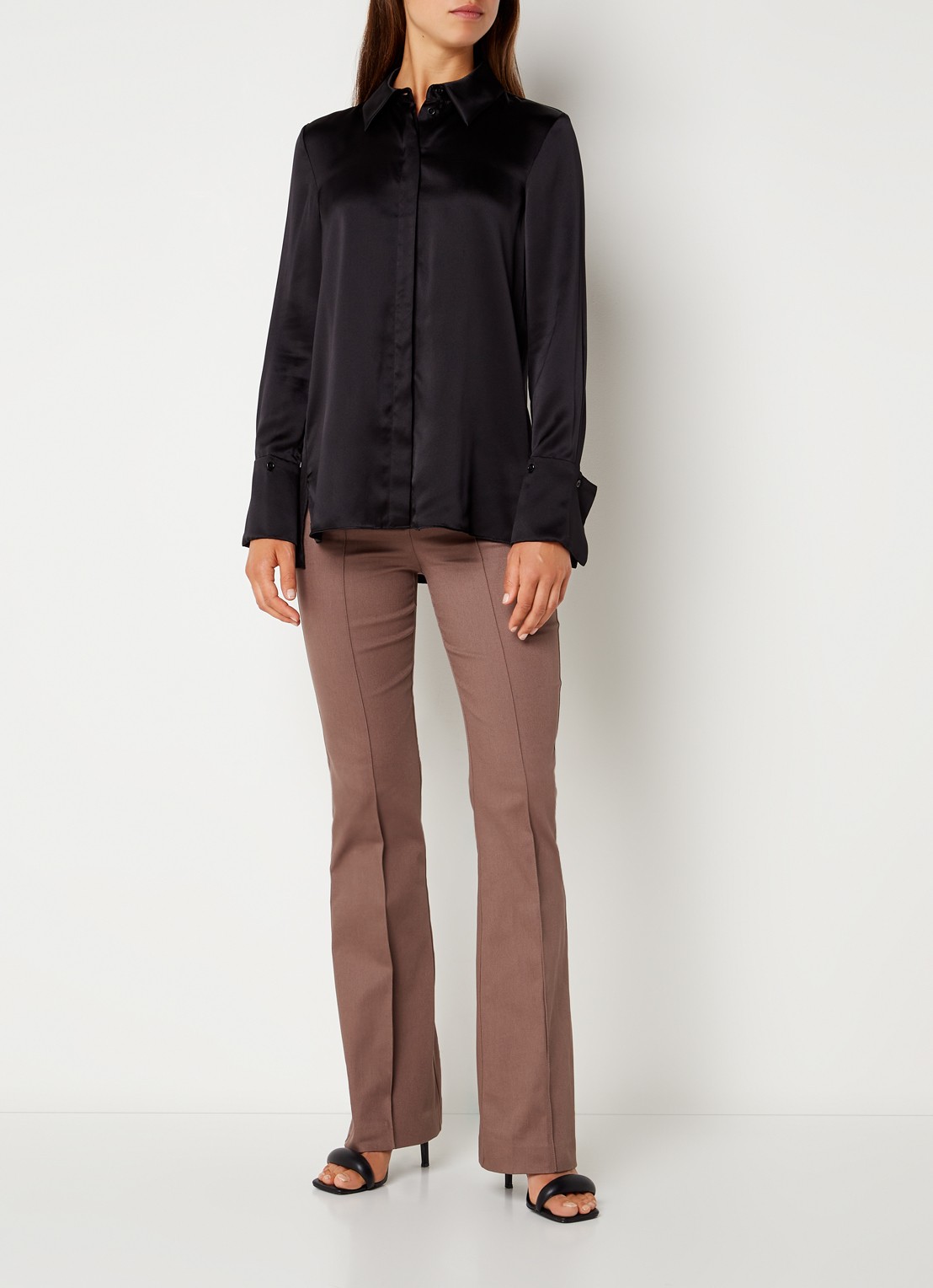 Reiss Hailey blouse van zijde - voorkant 2 zwart