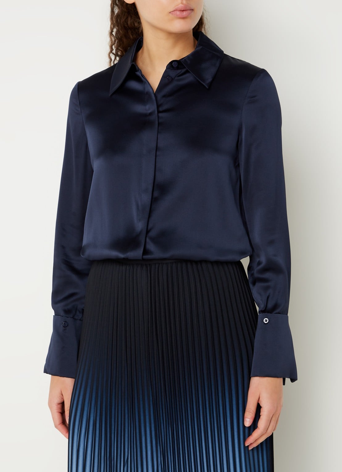 Reiss Hailey blouse van zijde - detail 3 donkerblauw