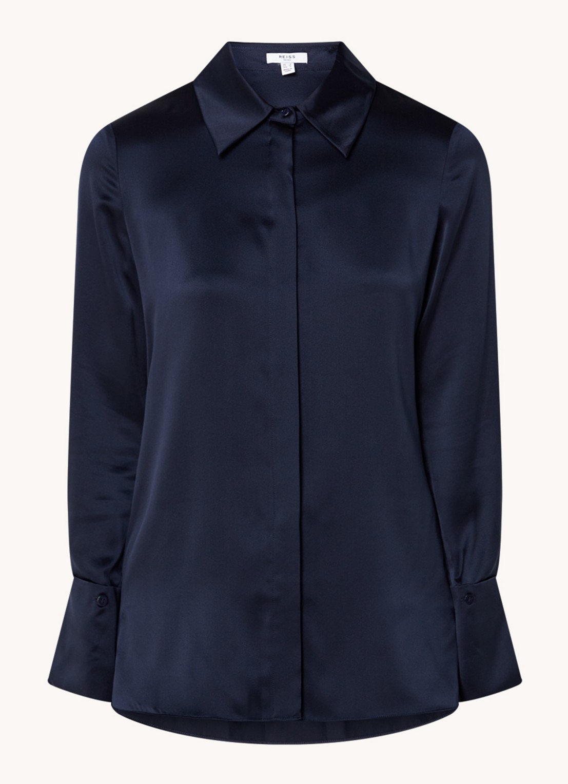 Reiss Hailey blouse van zijde - voorkant donkerblauw