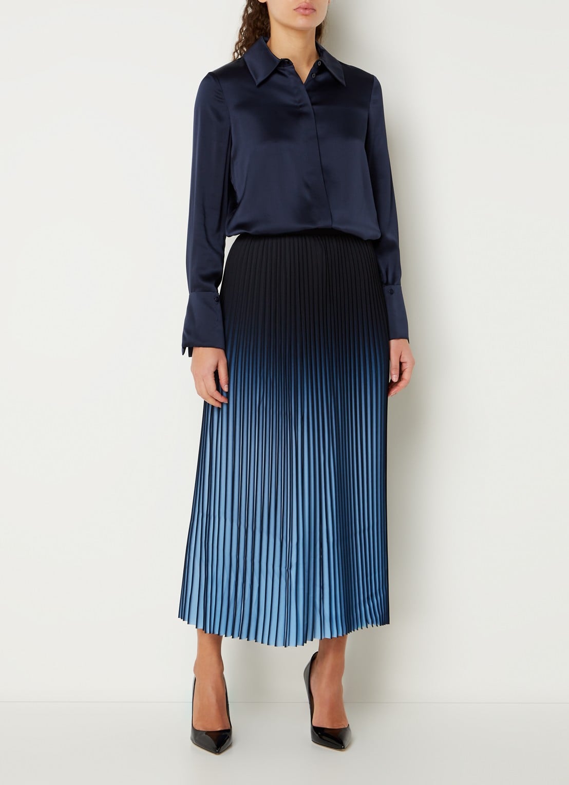 Reiss Hailey blouse van zijde - voorkant 2 donkerblauw