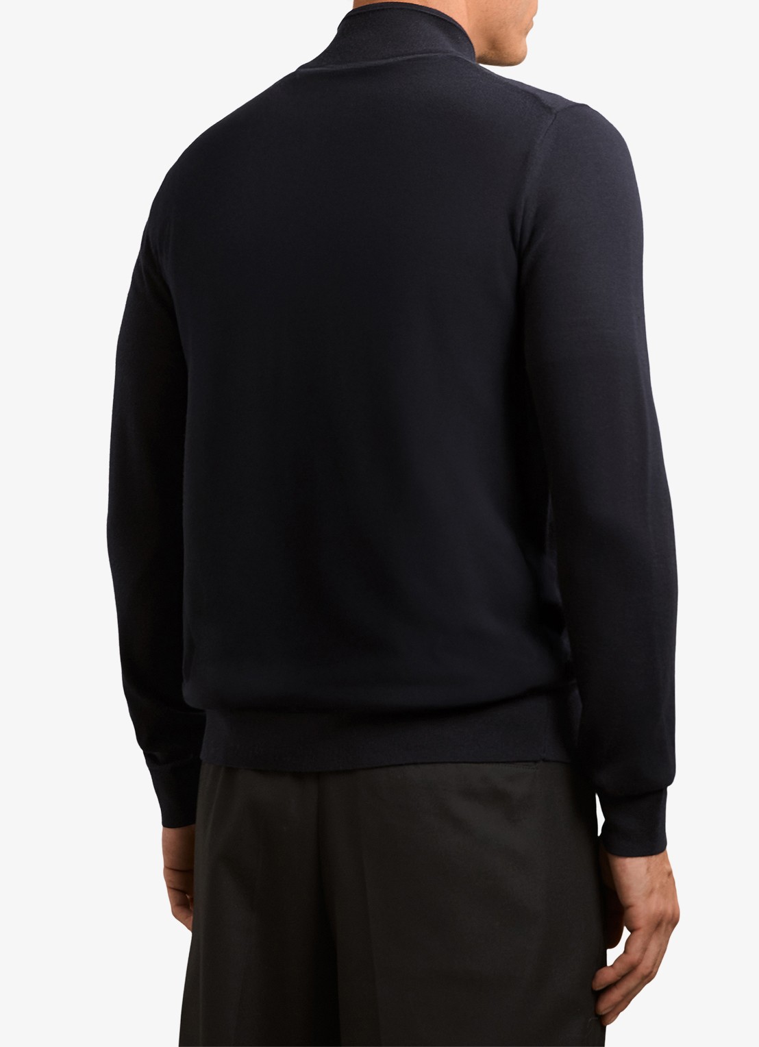 Reiss Hampshire fijngebreid vest van wol met steekzakken  - achterkant 2 navy / blauw