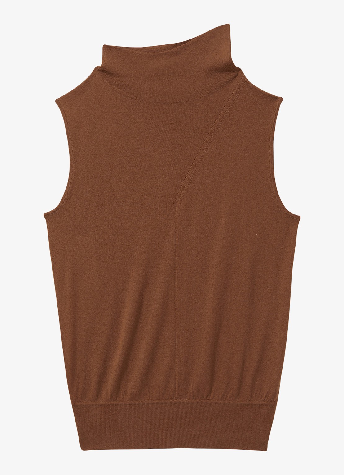 Reiss Harper mouwloze top van wol met col - voorkant 8 cognac