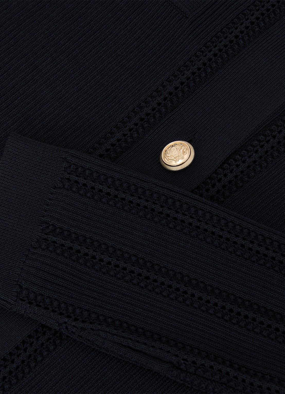 Reiss Harri fijngebreid vest met kraag - detail 6 donkerblauw