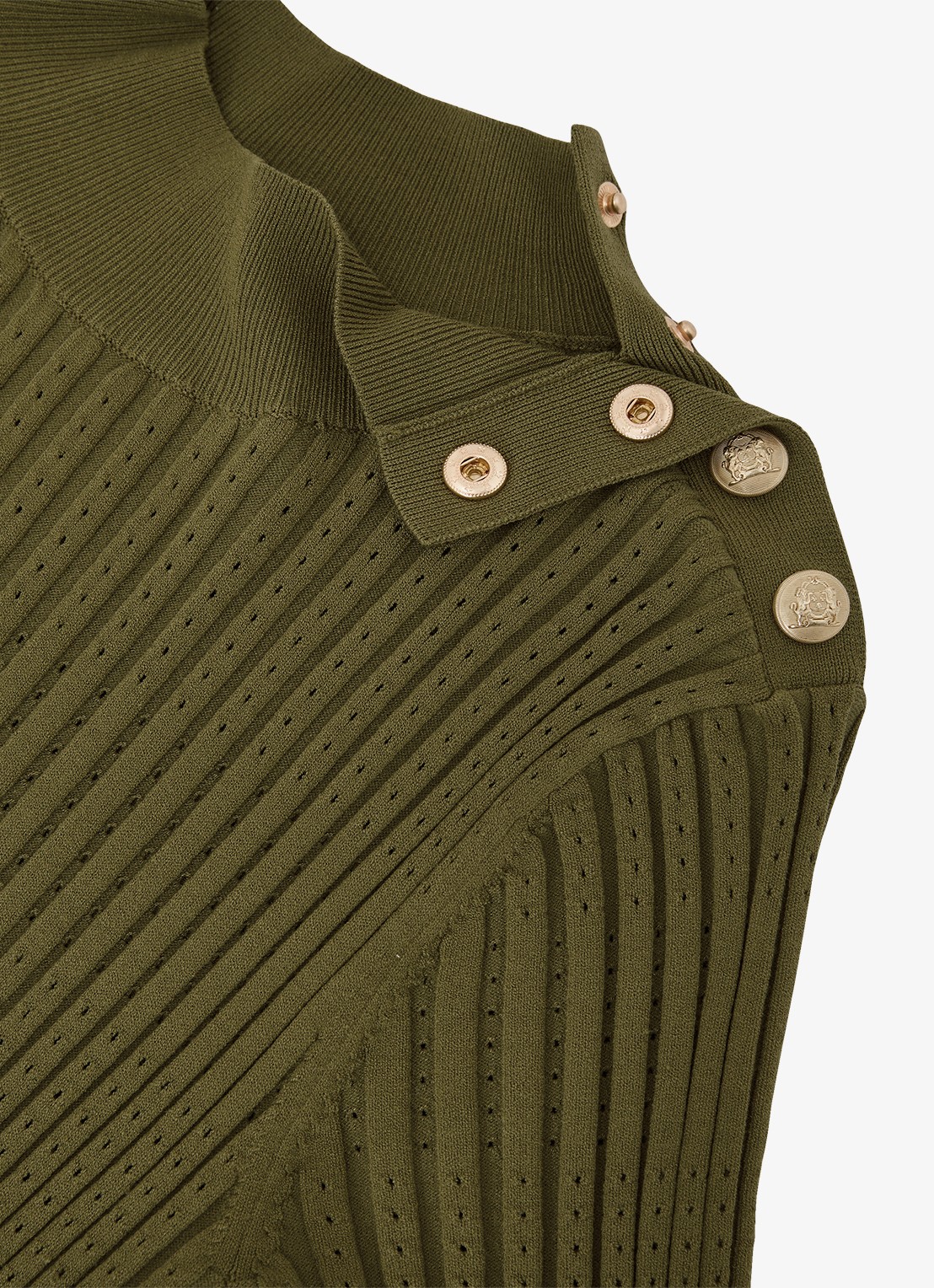 Reiss Harriet gebreide midi jurk met plooien - detail 5 groen