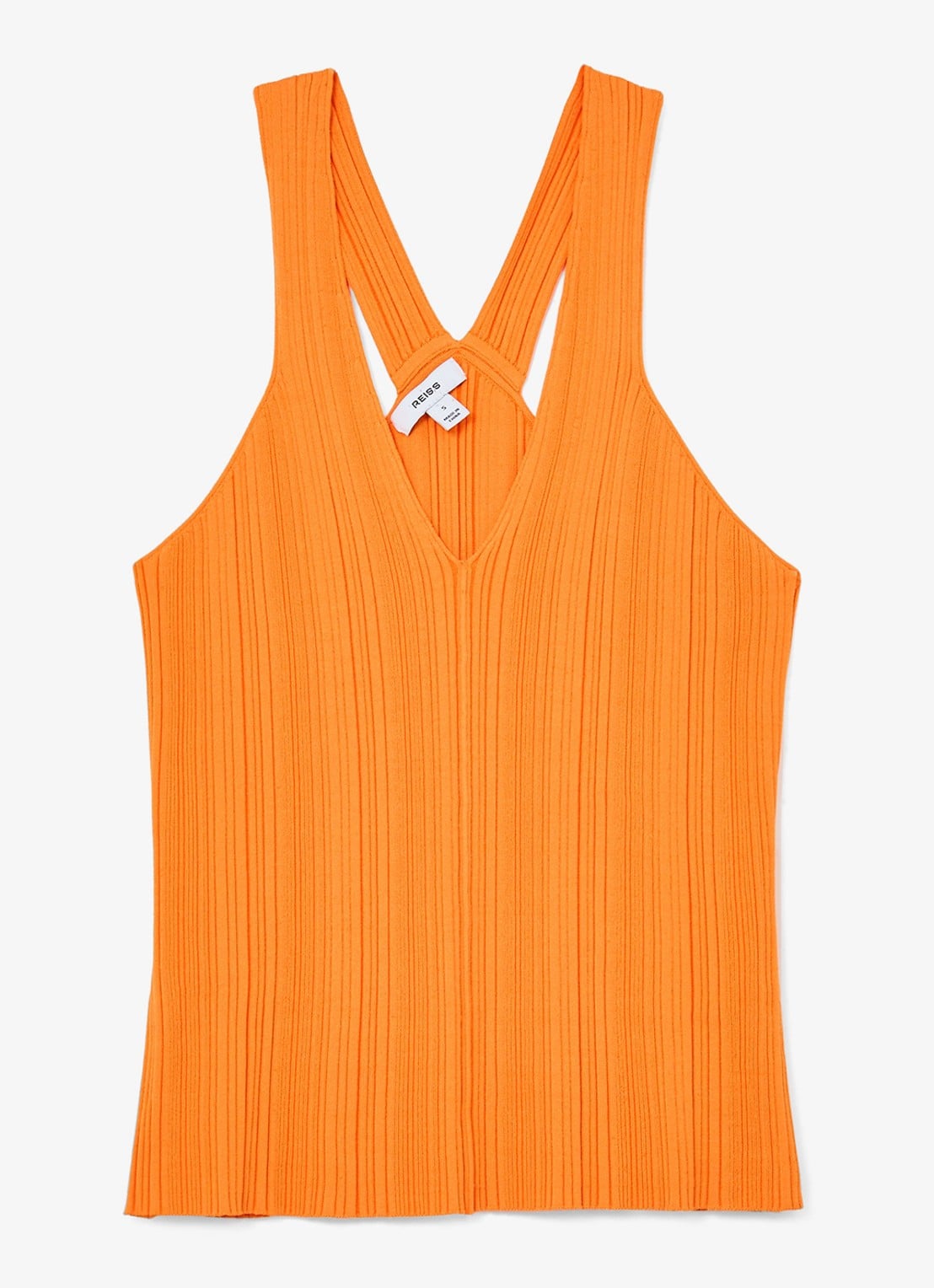 Reiss Harris fijngebreide top met V-hals - voorkant 5 orange / oranje