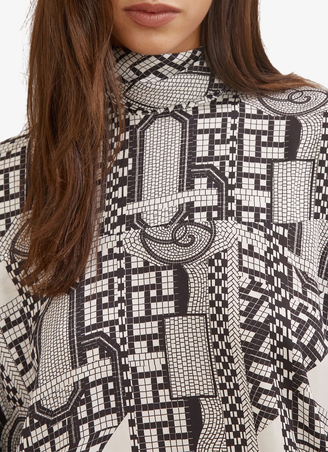 Reiss Harry tuniek met sjaalkraag en ballonmouwen - detail 4 zwart