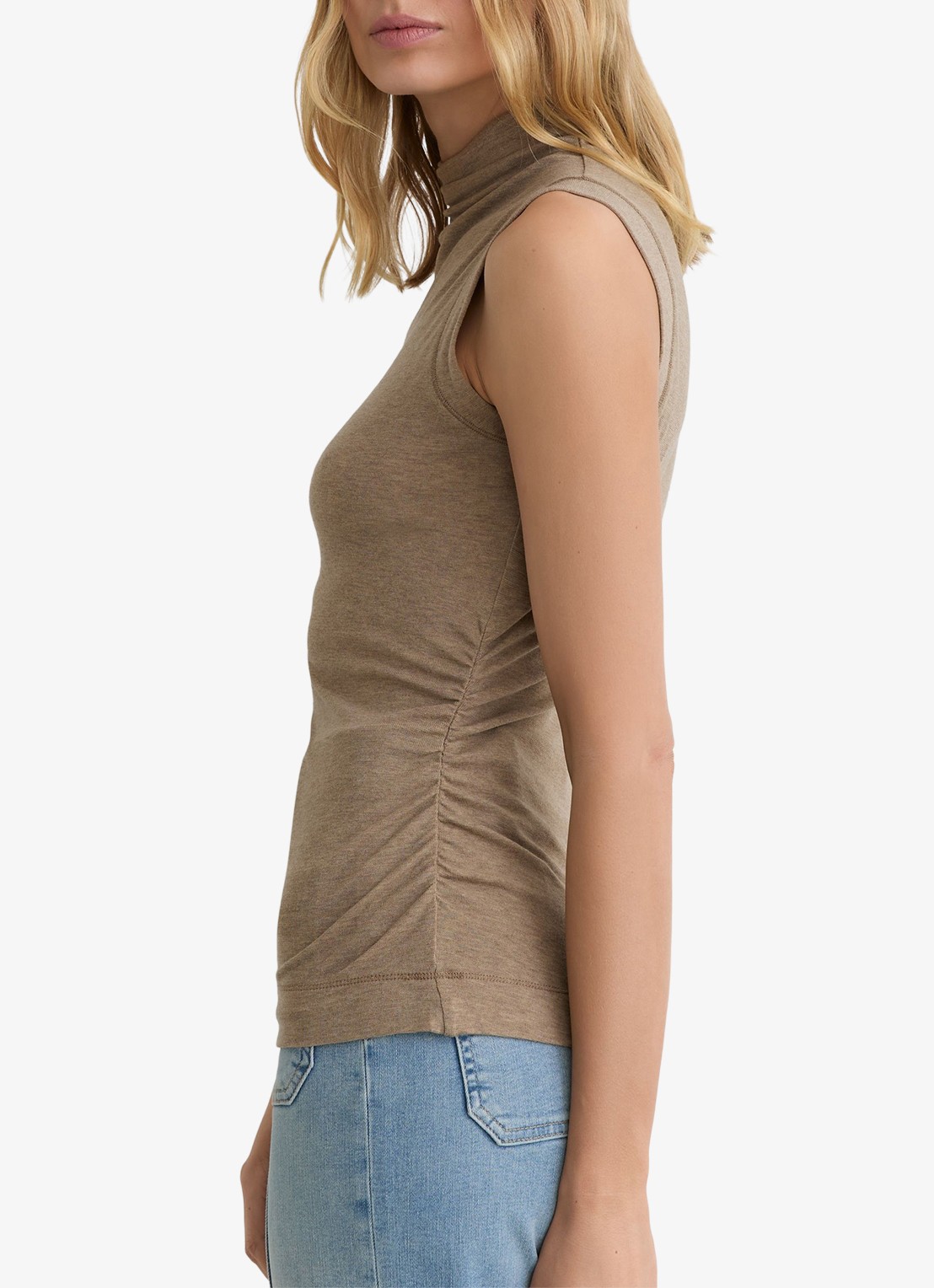 Reiss Hattie fijngebreide coltrui in wolblend - detail 3 dark neutral / beige