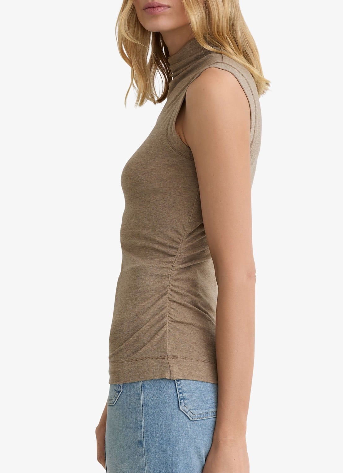 Reiss Hattie fijngebreide coltrui in wolblend - detail 3 dark neutral / beige