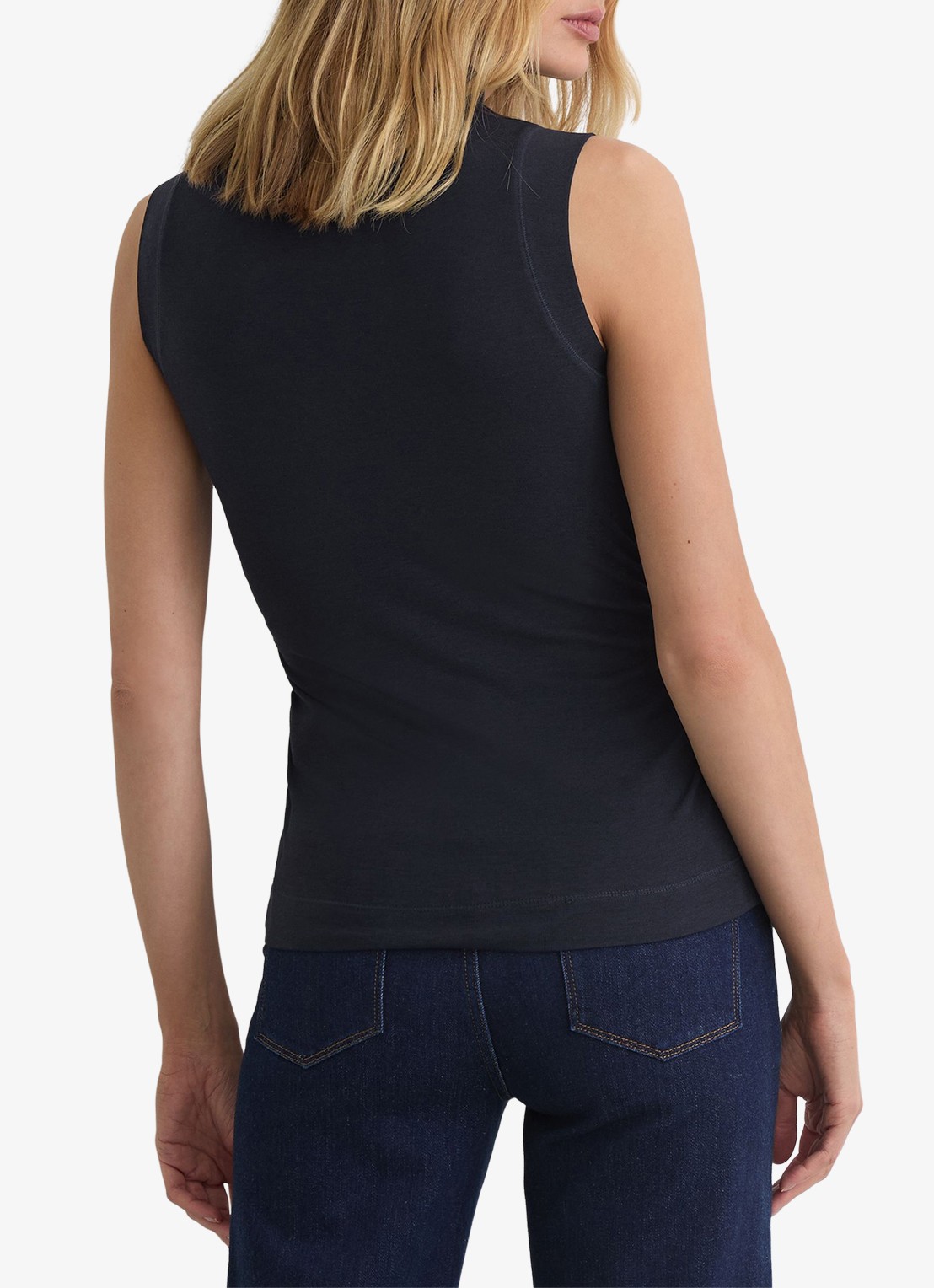 Reiss Hattie fijngebreide coltrui in wolblend - achterkant blauw