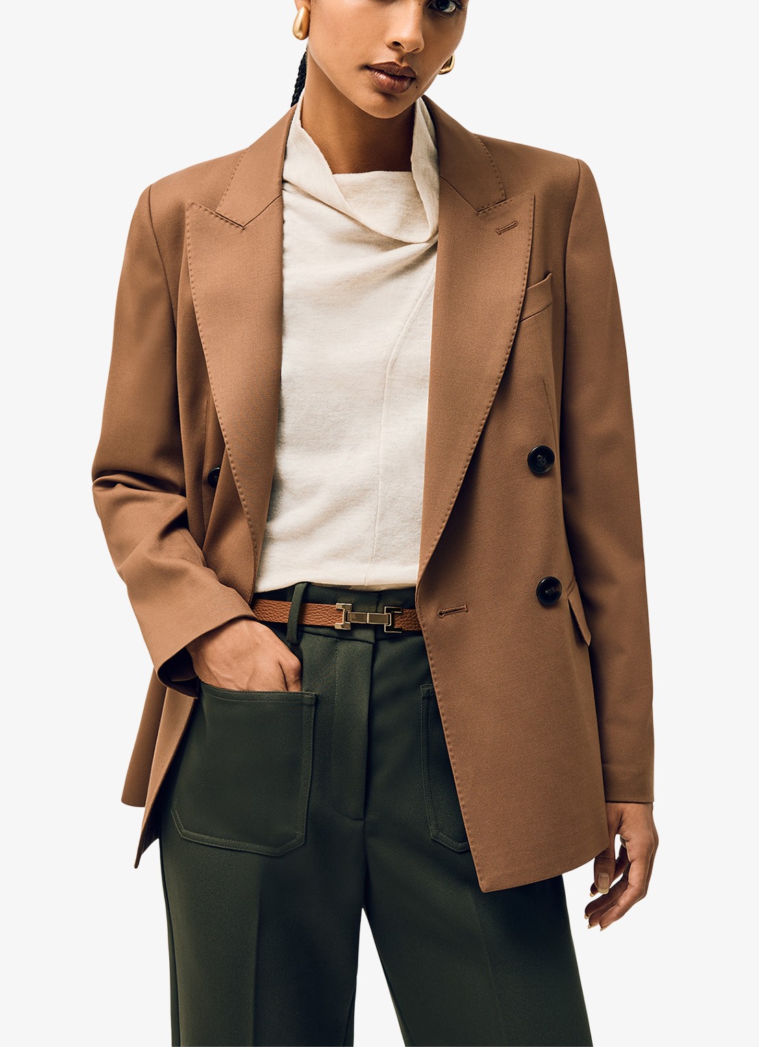 Reiss Hayley riem van leer - voorkant 4 bruin