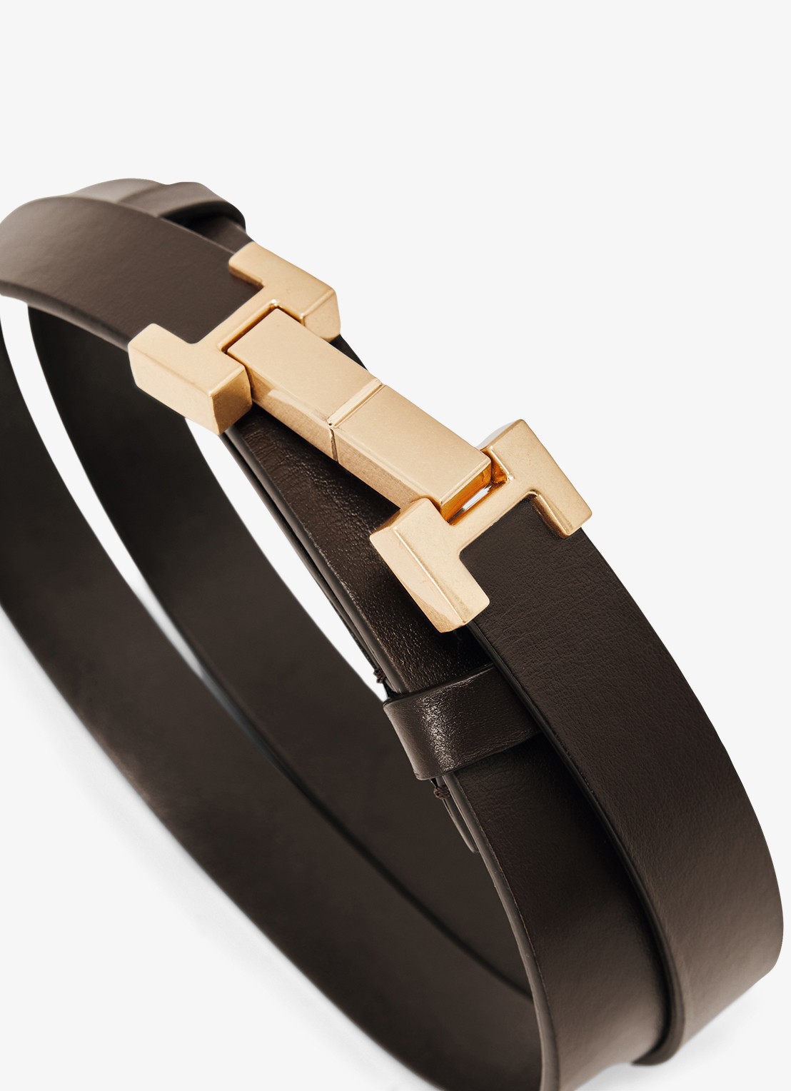 Reiss Hayley riem van leer - detail 2 chocoladebruin