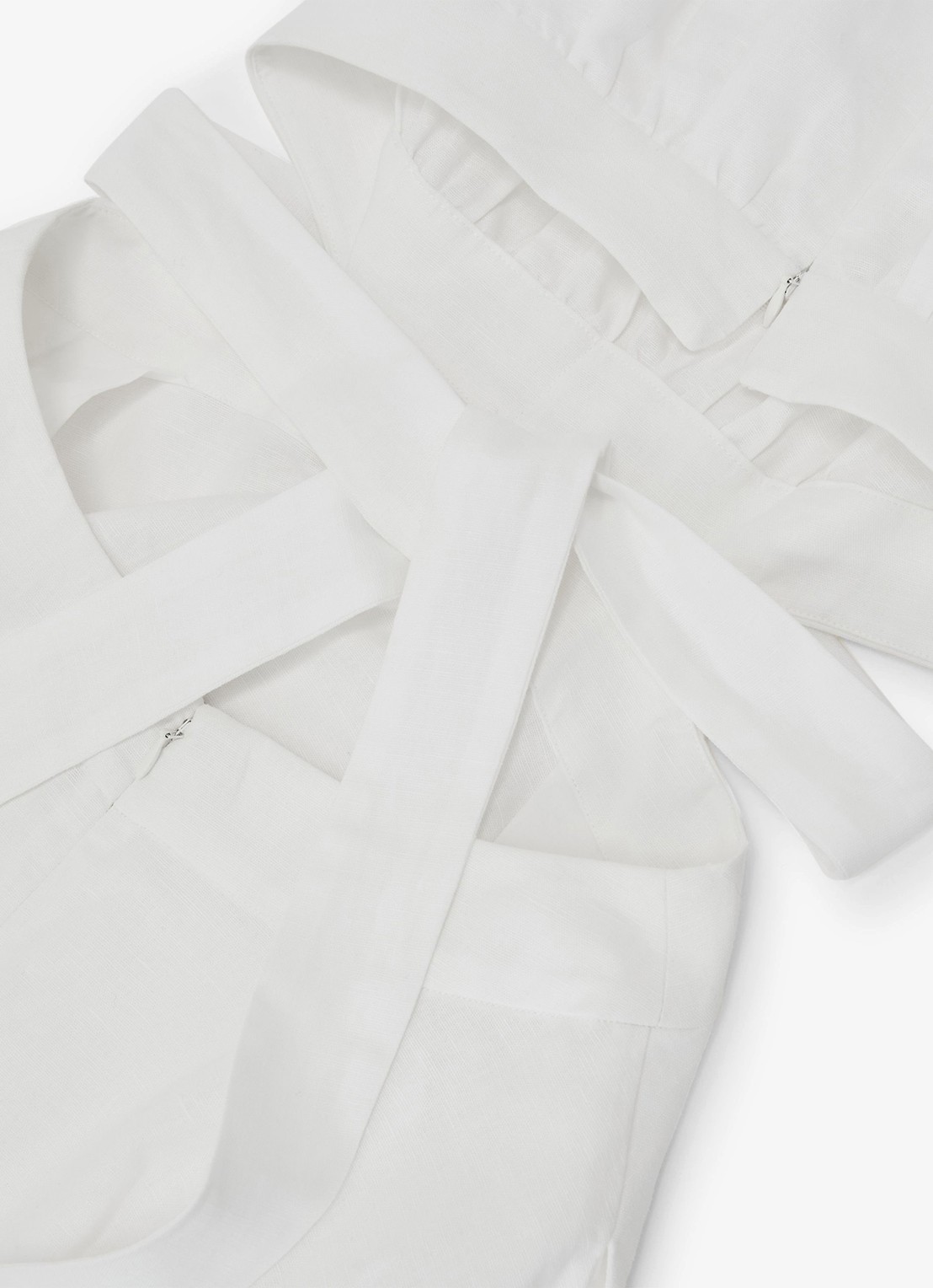 Reiss HAZEL Linen-Cotton Cut-Out Midi Dress - detail 6 wit