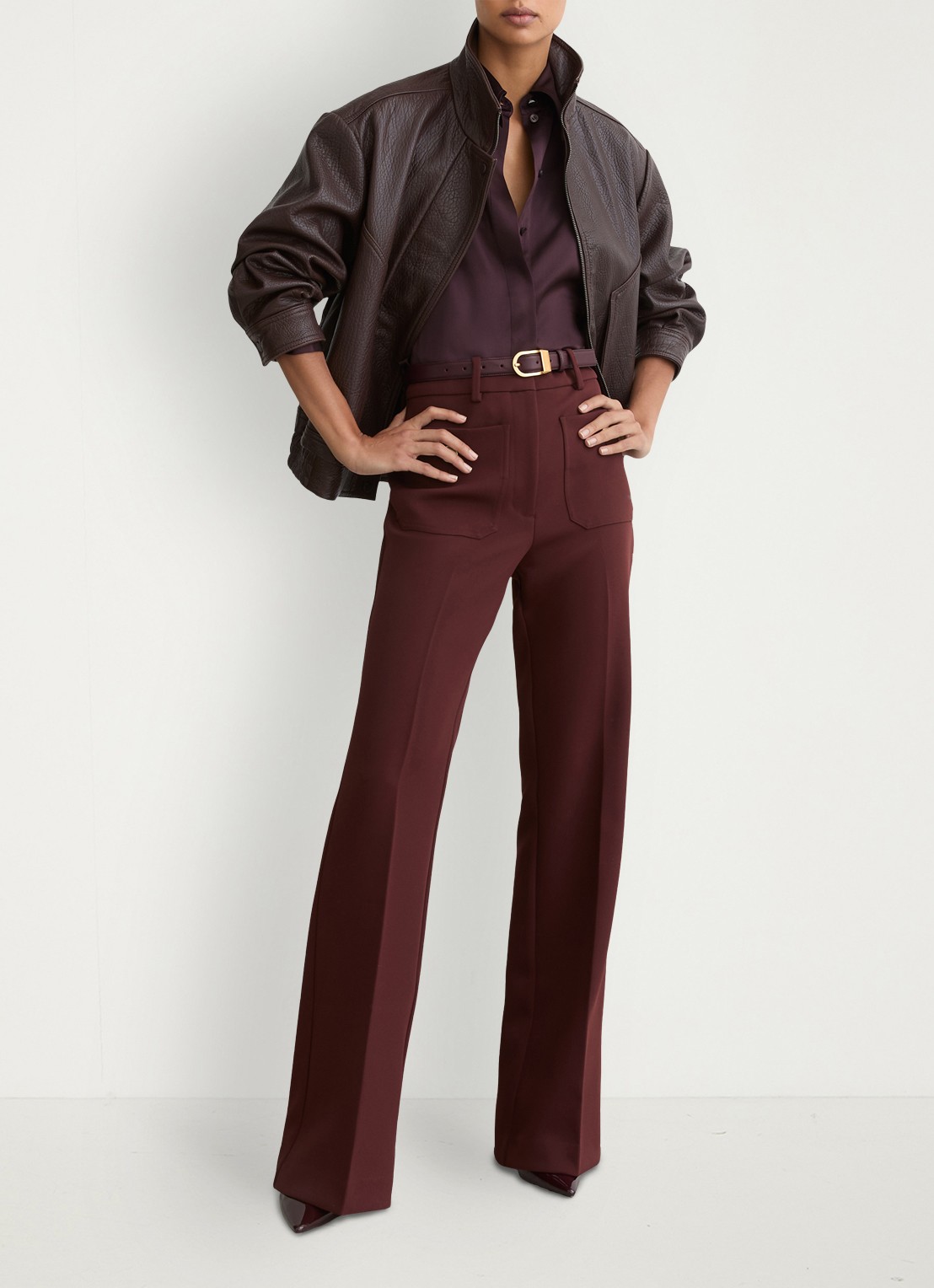 Reiss Hazel riem van leer - detail 5 bordeauxrood