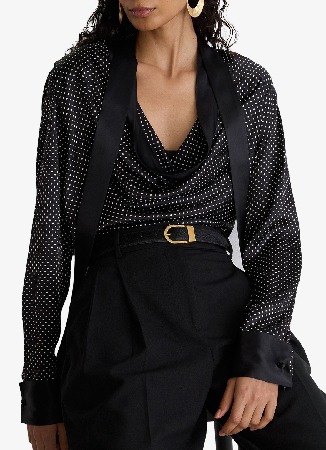 Reiss Hazel riem van leer  - detail 3 black / zwart