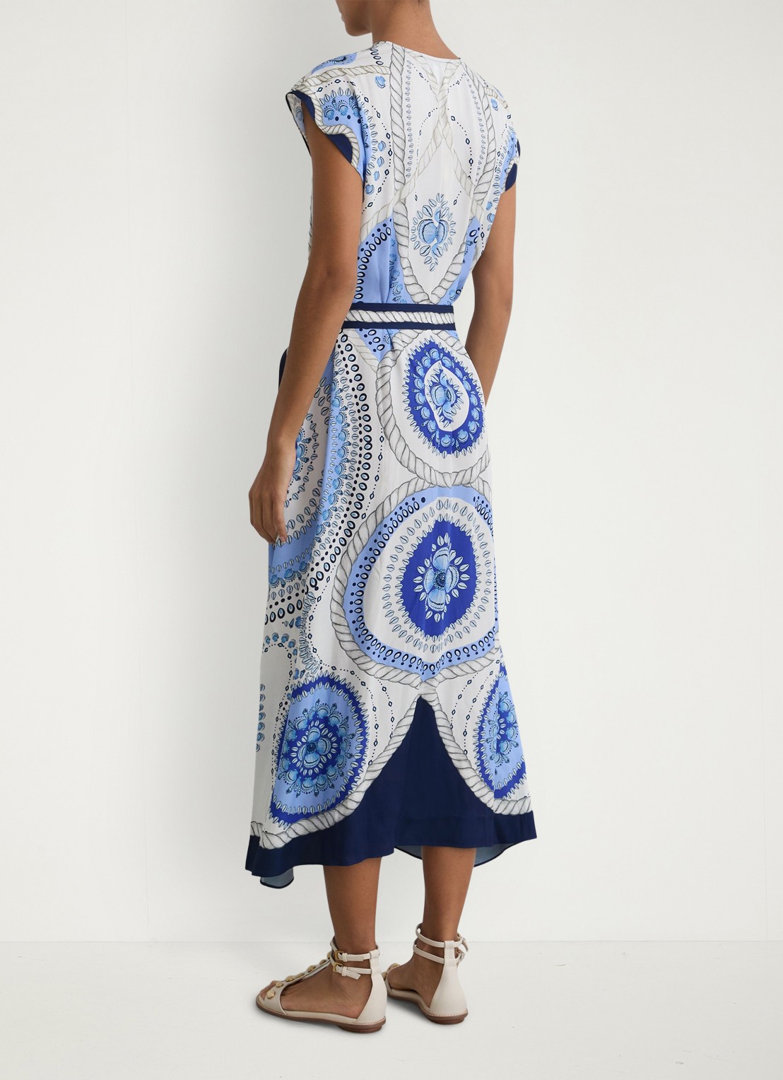 Reiss Heidi midi jurk met grafische print - achterkant 7 blauw