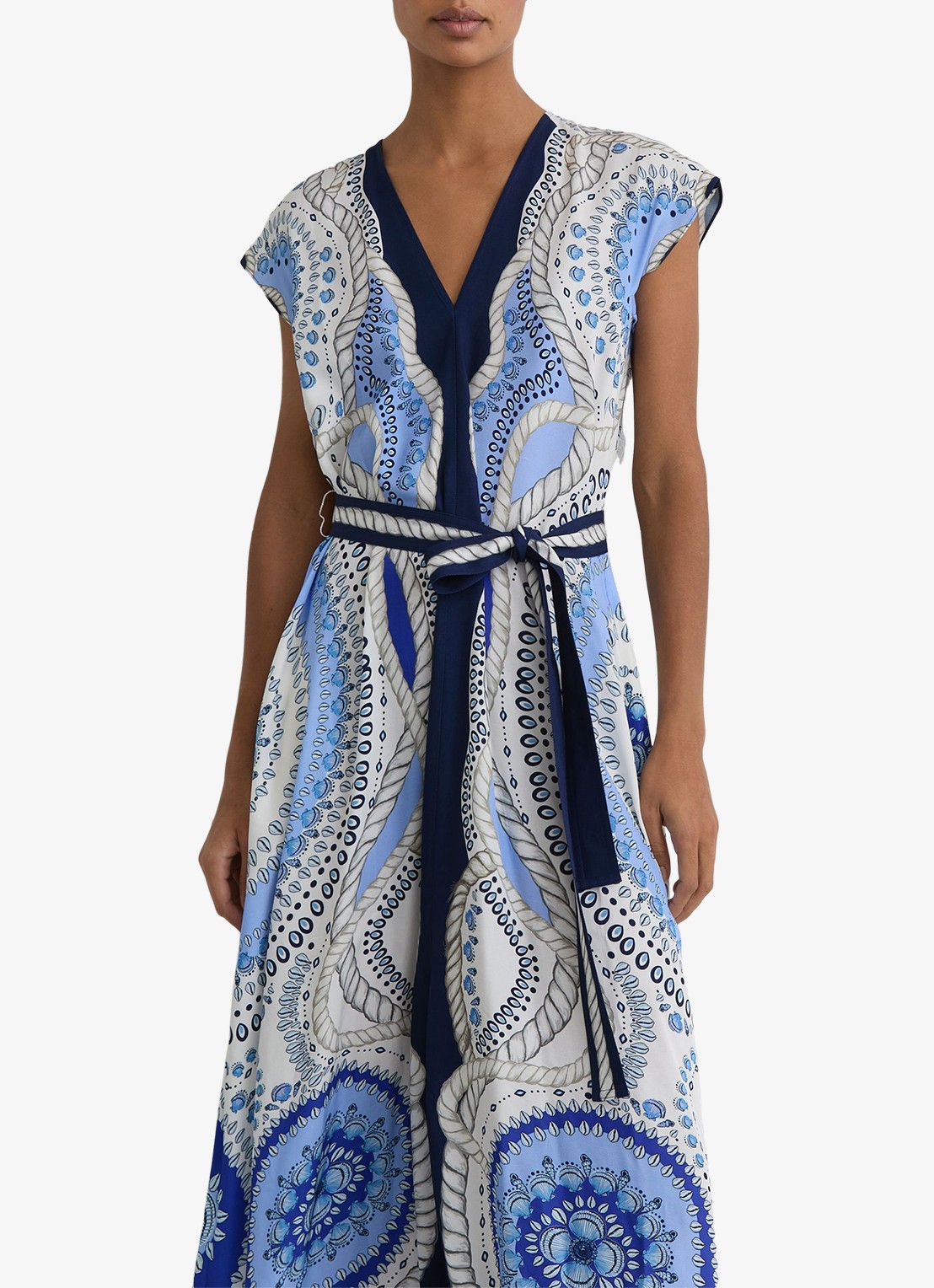 Reiss Heidi midi jurk met grafische print - detail 3 blauw