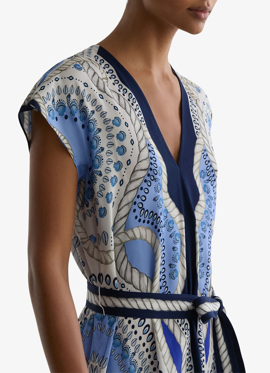 Reiss Heidi midi jurk met grafische print - detail 4 blauw