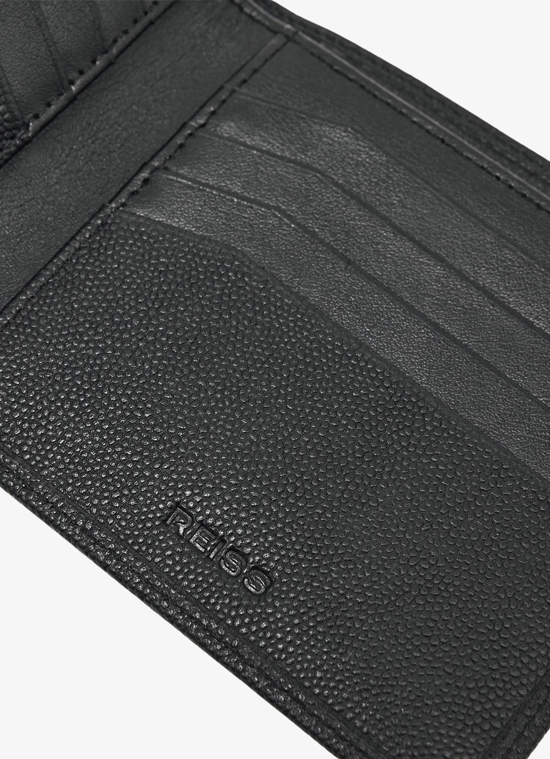 Reiss Henry portemonnee van leer met structuur - detail 2 black / zwart