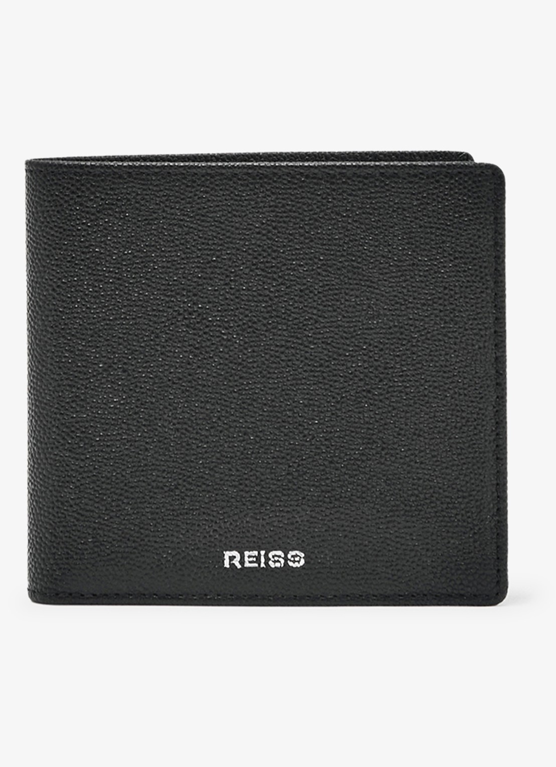 Reiss Henry portemonnee van leer met structuur - voorkant 4 black / zwart
