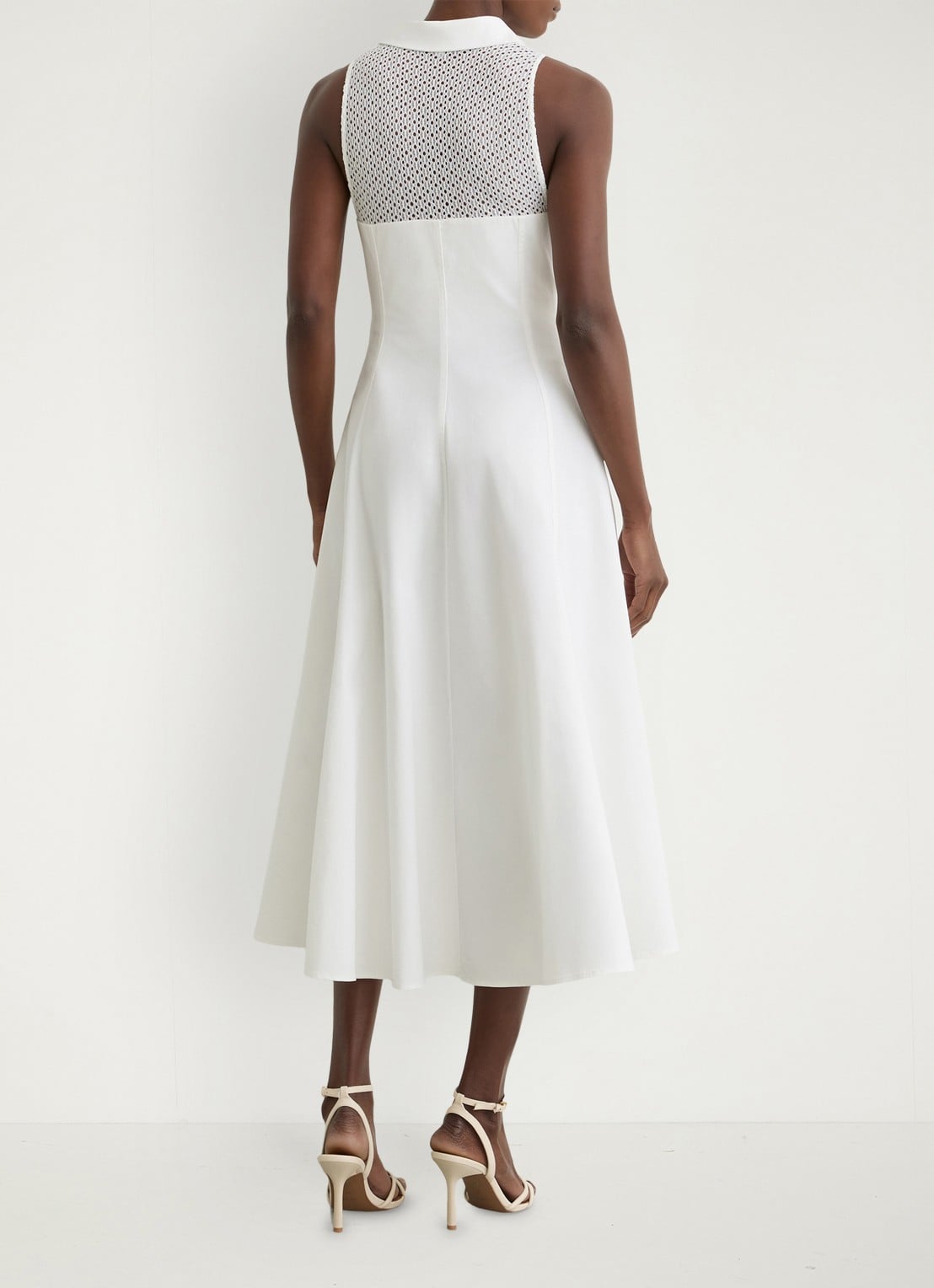 Reiss Hera midi jurk met broderie - achterkant 3 wit