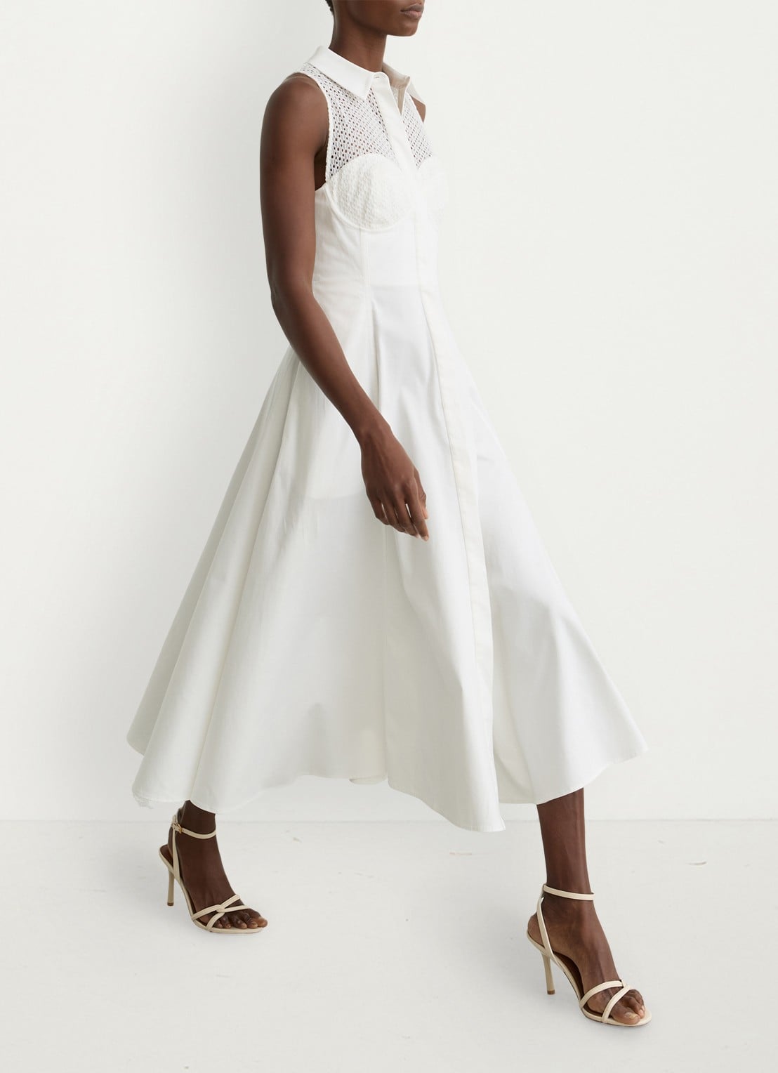 Reiss Hera midi jurk met broderie - detail 4 wit