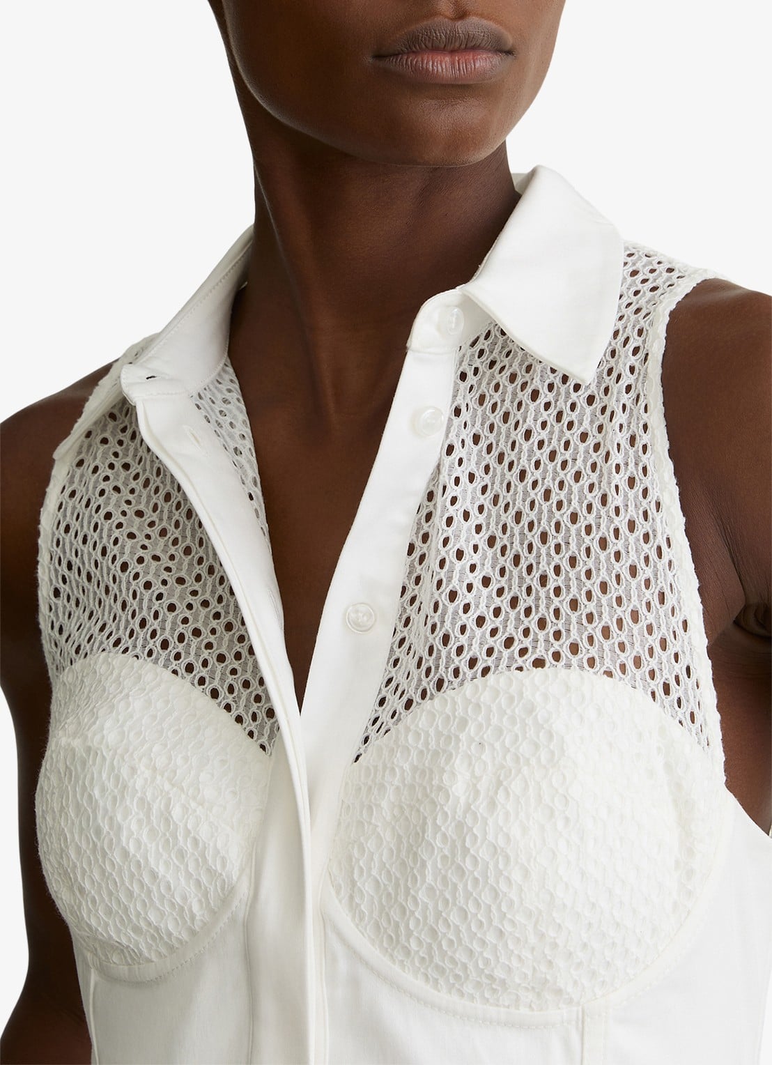 Reiss Hera midi jurk met broderie - detail 5 wit