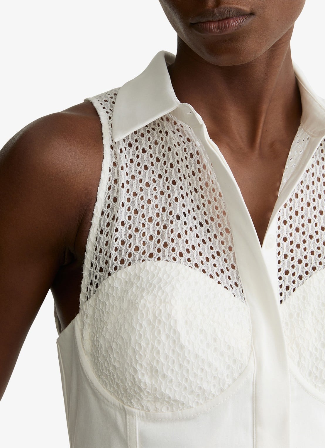 Reiss Hera midi jurk met broderie - detail 6 wit