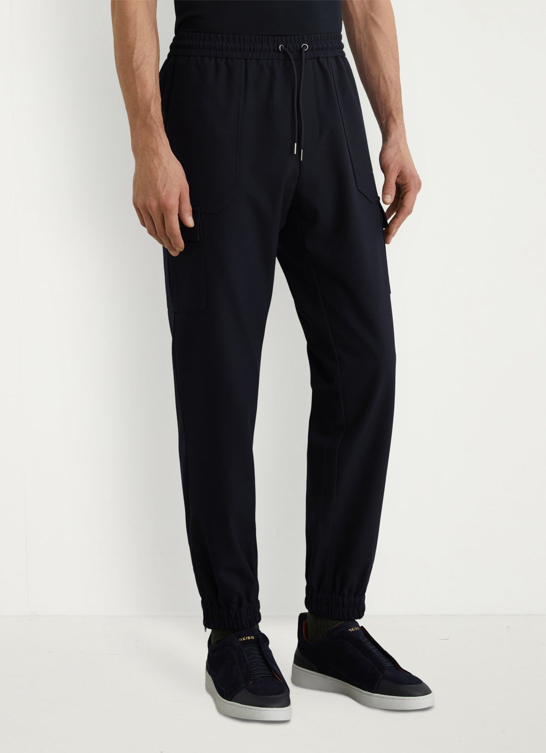 Reiss Hidden tapered fit pantalon met klepzakken - detail 2 donkerblauw