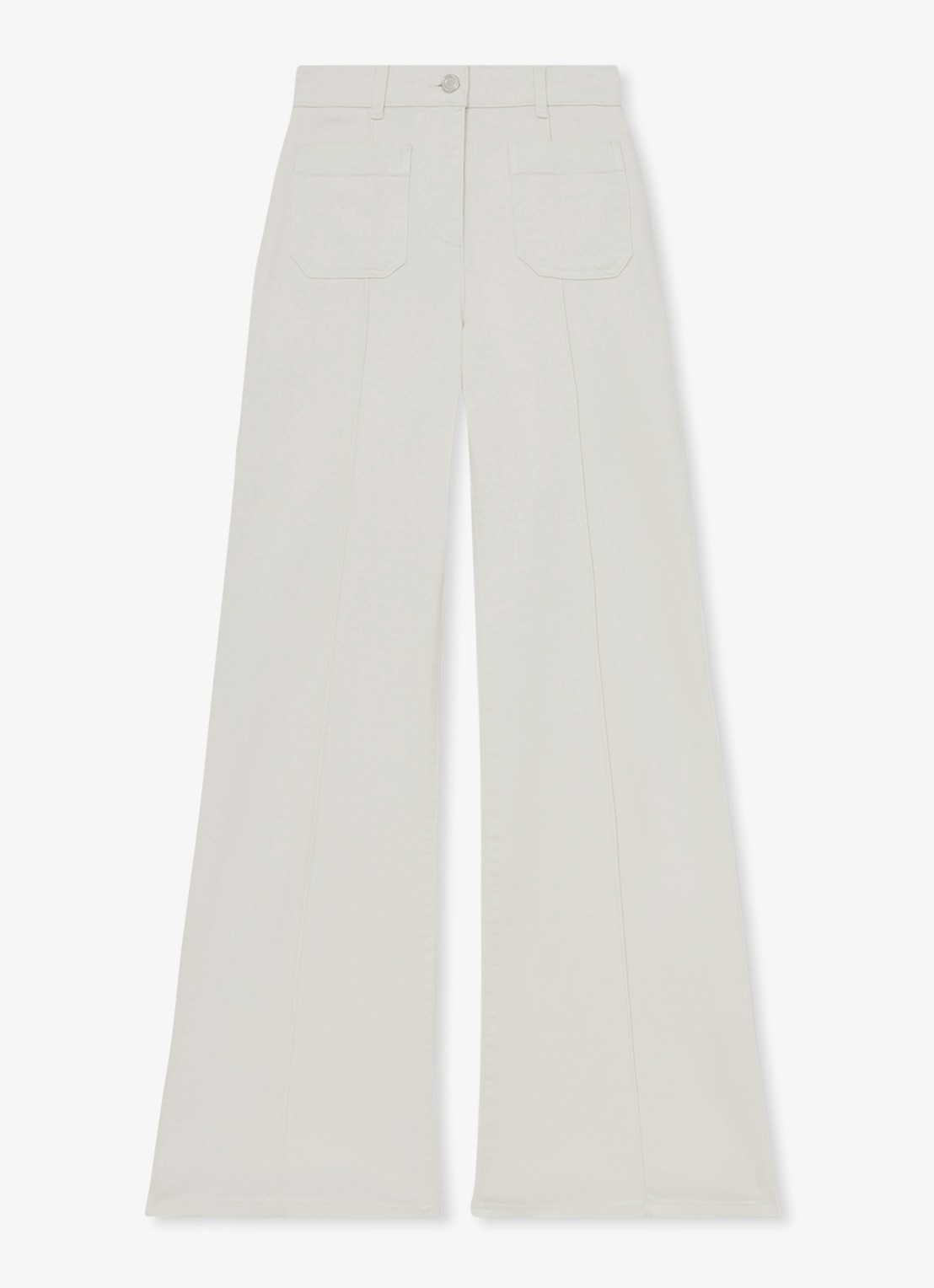 Reiss High waist flared jeans met opgestikte zakken - voorkant gebroken wit