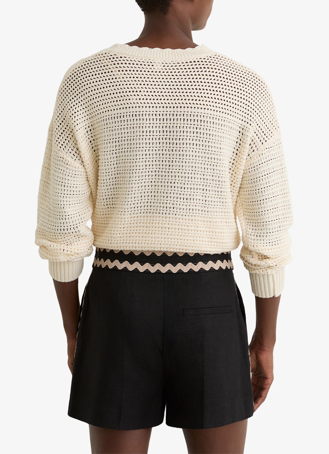 Reiss High waist straight fit korte broek van linnen - achterkant 3 black / zwart
