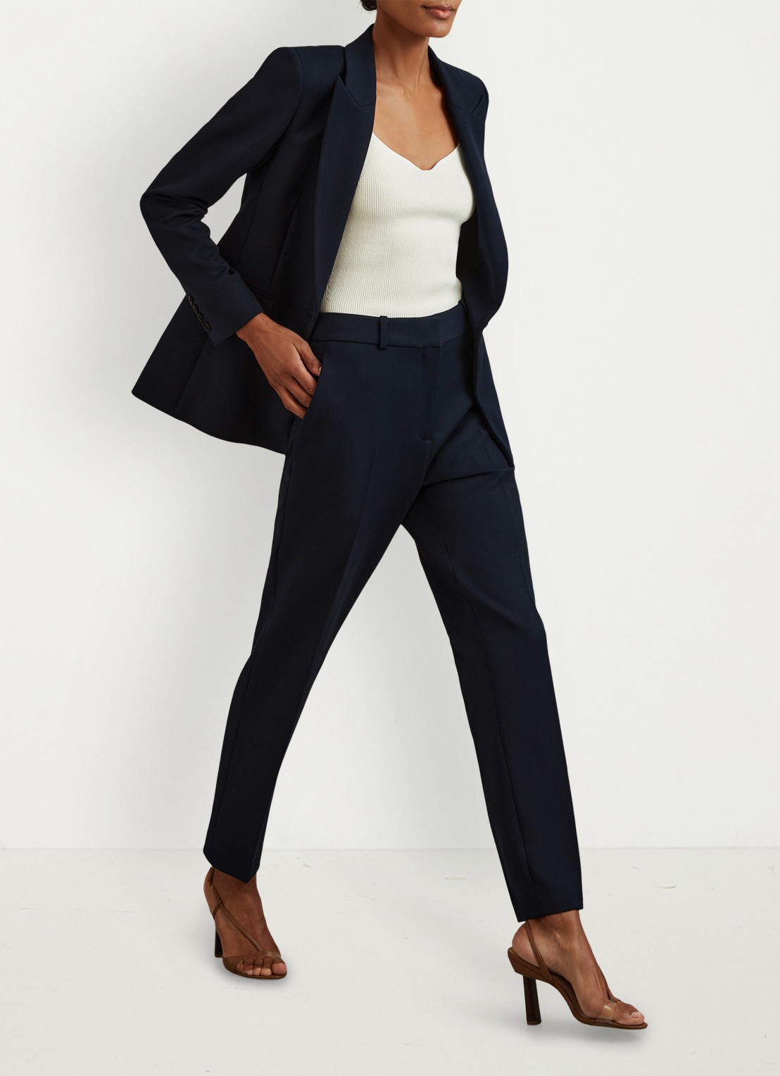 Reiss High waist straight fit pantalon met steekzakken - detail 4 blauw