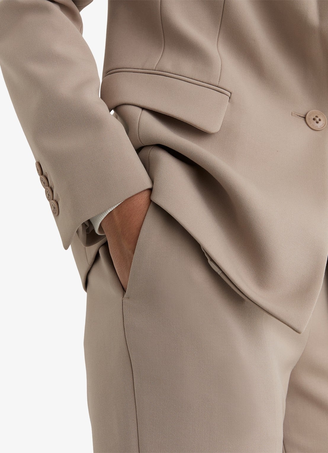 Reiss High waist straight fit pantalon met steekzakken - detail 5 stone neutral / beige