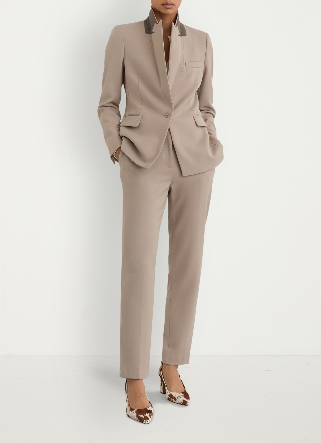 Reiss High waist straight fit pantalon met steekzakken - detail 6 stone neutral / beige