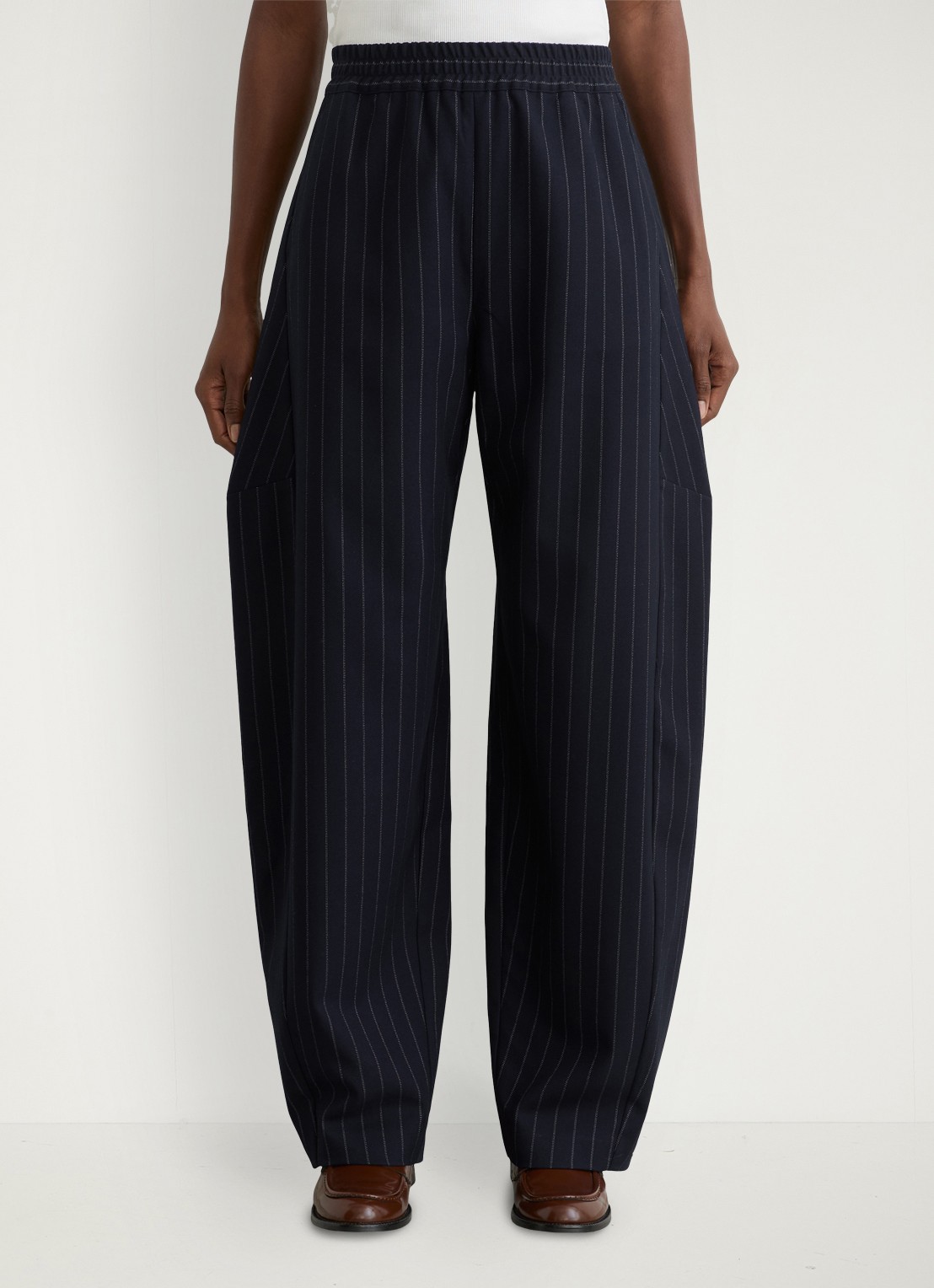 Reiss High waist tapered fit pantalon met krijtstreep - detail 3 blauw