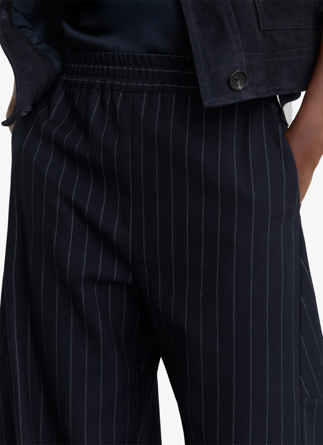 Reiss High waist tapered fit pantalon met krijtstreep - detail 4 blauw