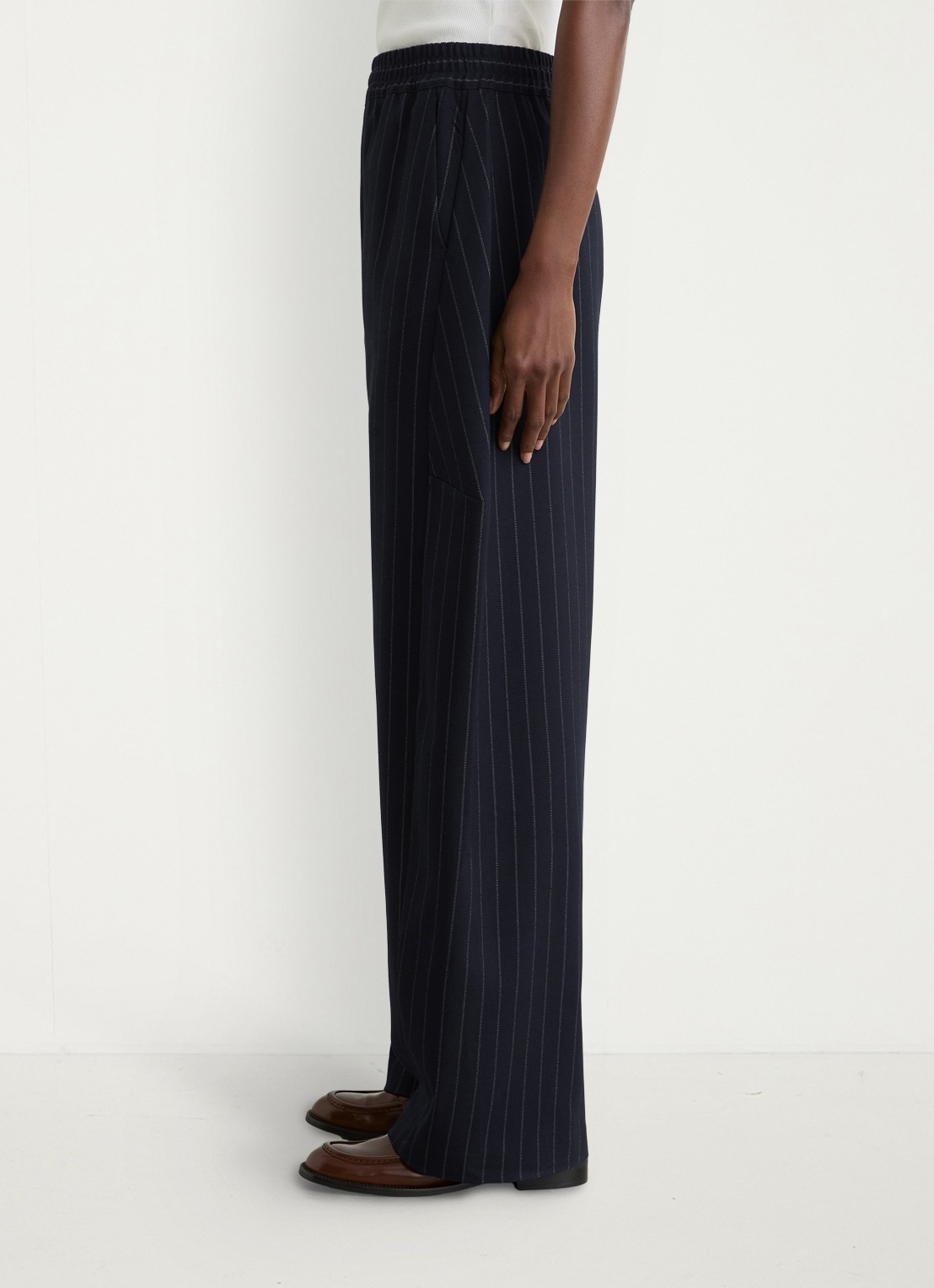 Reiss High waist tapered fit pantalon met krijtstreep - detail 5 blauw