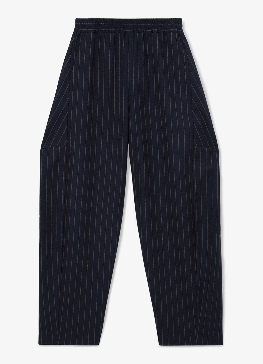 Reiss High waist tapered fit pantalon met krijtstreep - voorkant blauw